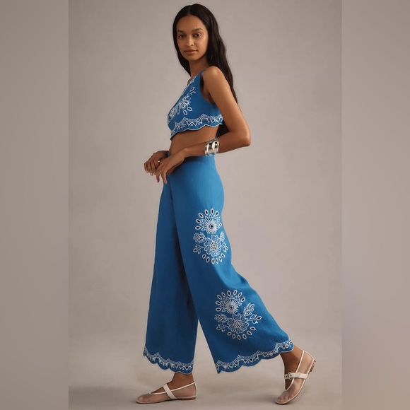 Farm Rio x Anthropologie One-Shoulder Embroidered Linen Jumpsuit - Picture 6 of 10